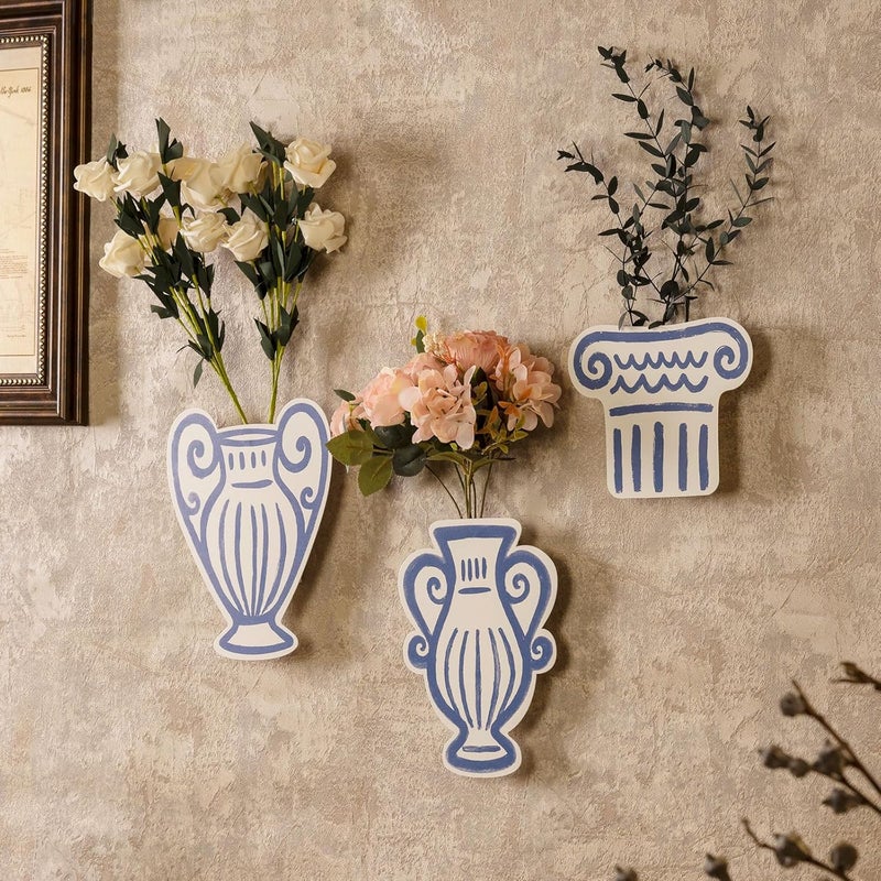 AIM & GGKK Wall Vases for Decor, Set of 3 Metal Wall Mounted Vase for Bedroom Living Room Bathroom Kitchen Modern Metal Decor - Image 5